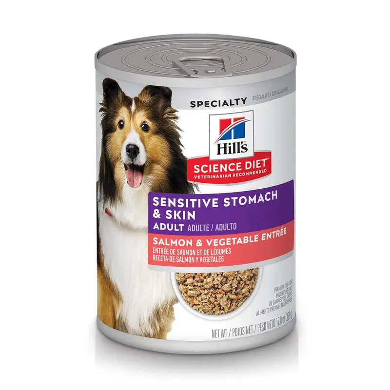 Science Diet Adult Sensitive Stomach & Skin Salmon & Vegetable Entre (12.8oz)