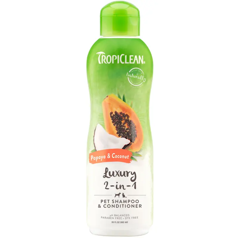 TropiClean Papaya & Coconut Luxury 2-in-1 Shampoo and Conditioner for Pets, 20oz