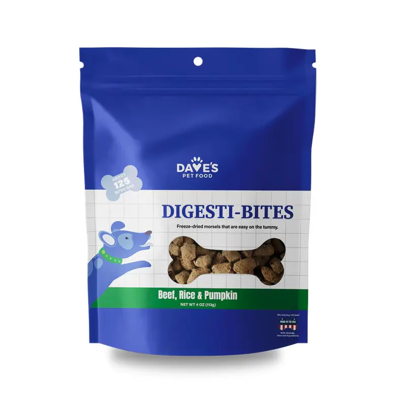 Dave's Pet Food Digesti-Bites Freeze Dried Dog Treats - Beef, Rice, & Pumpkin - 12oz Pouch