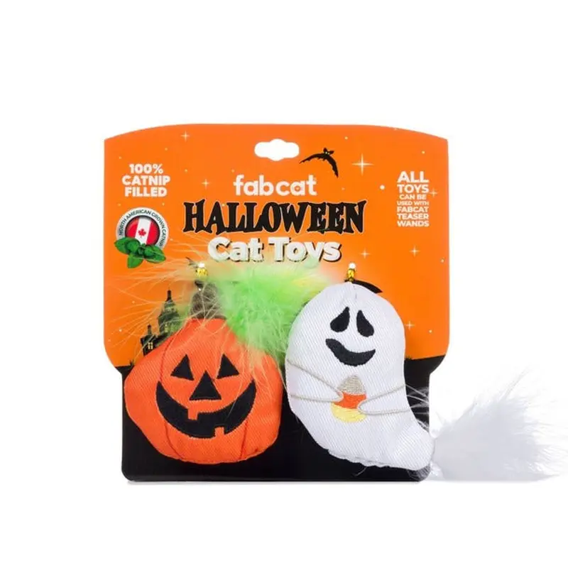 Fab Cat Halloween Pumpkin Ghost 2-Pack Cat Toy