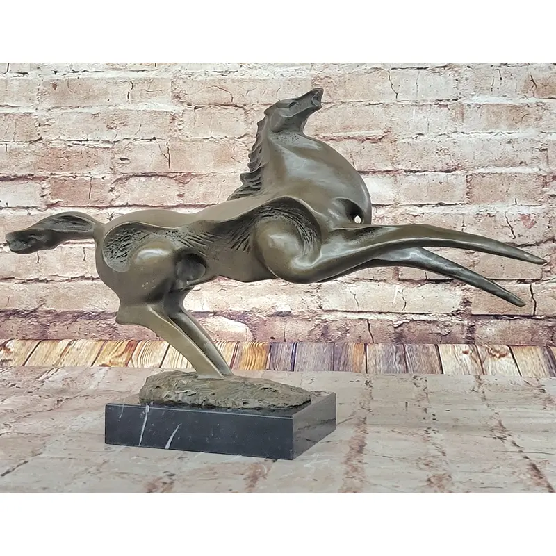 Large Abstract Modern Art Horse Gallops Bronze Sculpture Statue Figurine Figure