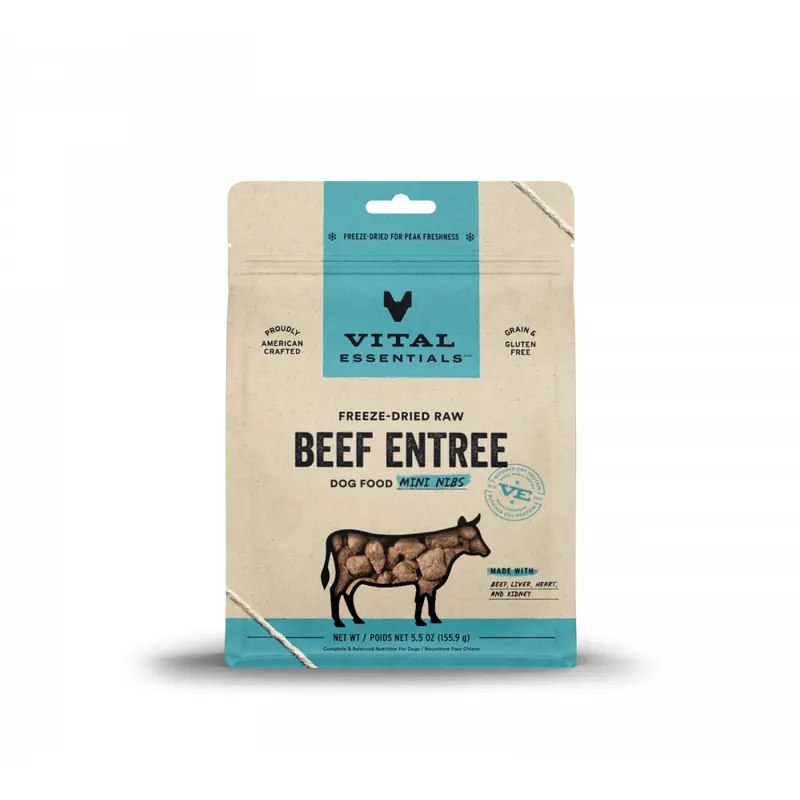 Vital Essentials Freeze Dried Grain Free Beef Mini Nibs Entree for Dogs Food