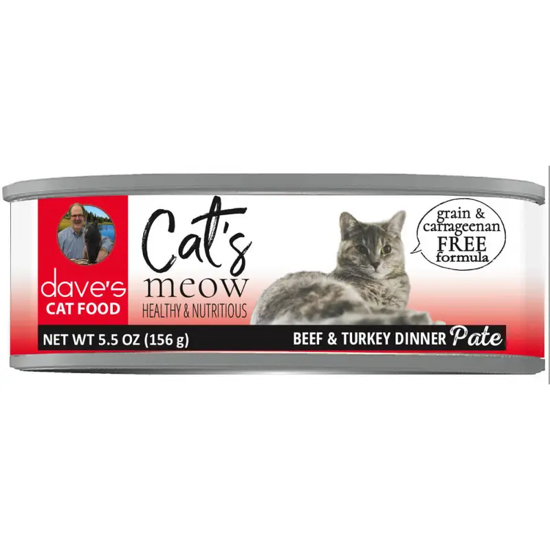 Dave's Pet Food Grain Free Cats Meow Beef with Turkey Canned Cat Food