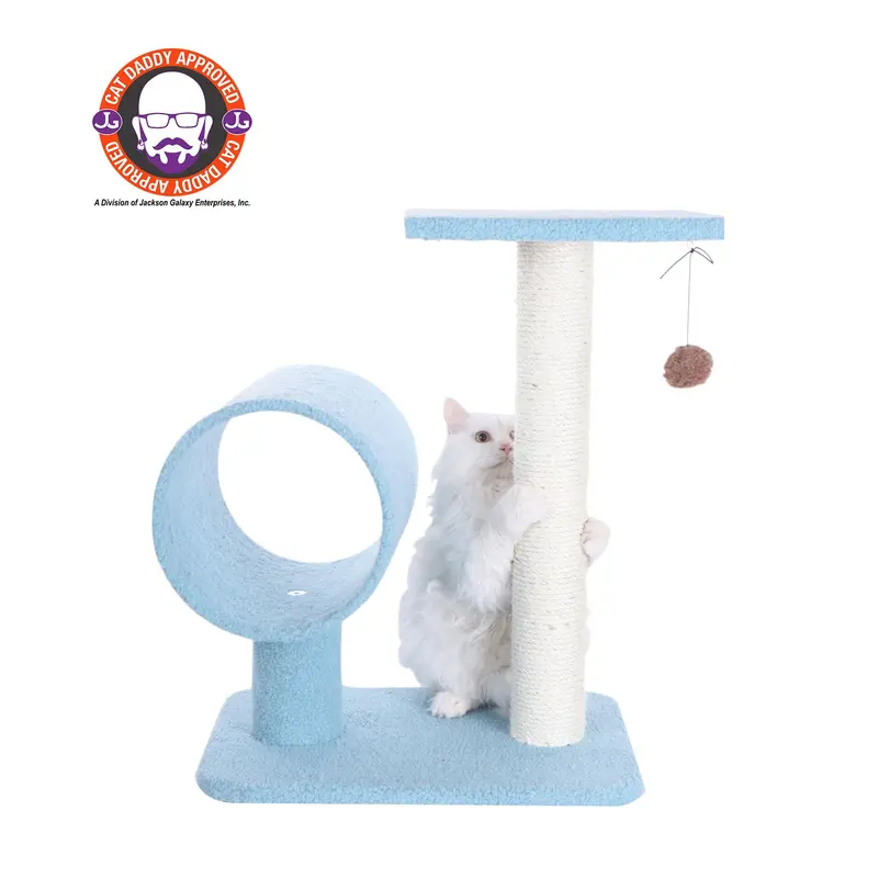 Armarkat Sky Blue 25" Cat Tree With Scratcher And Tunnel for Privacy And Hiding B2501