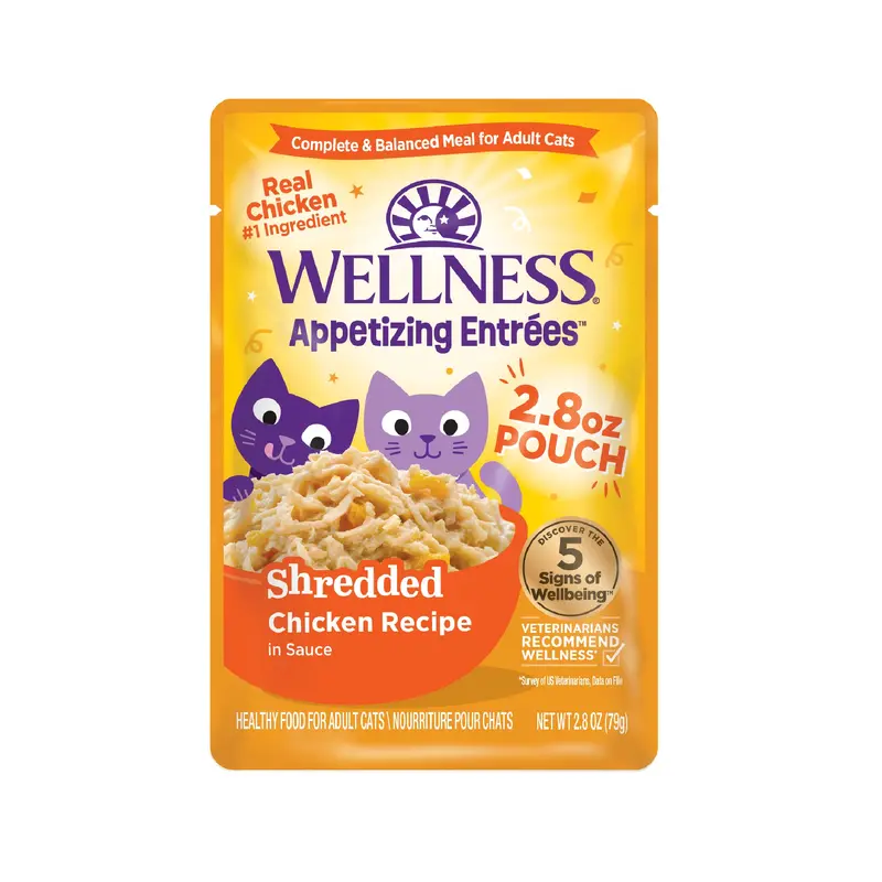 Wellness Appetizing Entres Shredded Adult Wet Cat Food Chicken 2.8oz Pouch