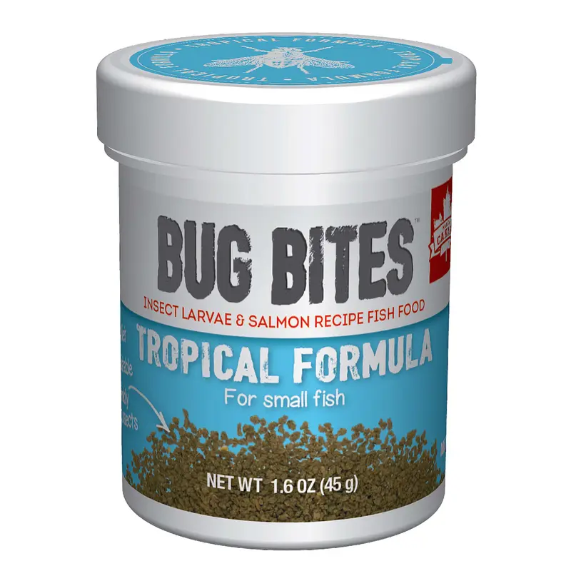 Fluval Bug Bites Tropical Fish Small Granules  Small to Medium Fish  1.59 oz