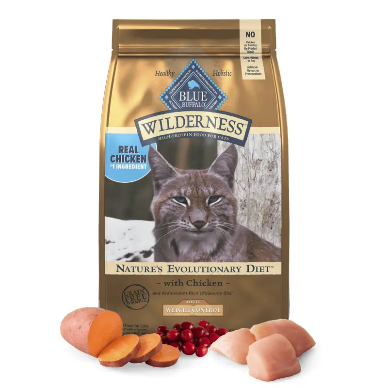 Blue Buffalo Wilderness Adult Grain-Free Weight Control Chicken Dry Cat Food (5lb)