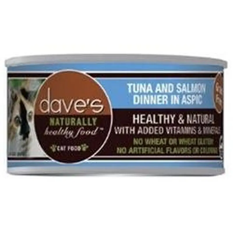 Dave's Pet Food Naturally Healthy Tuna and Salmon in Aspic Canned Cat food 5.5oz