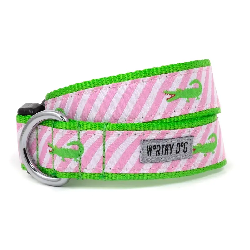 Pink Stripe Alligator Collar & Lead Collection