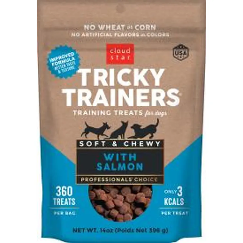 Cloud Star Tricky Trainers Chewy Dog Treats, Salmon, 14 oz. Pouch