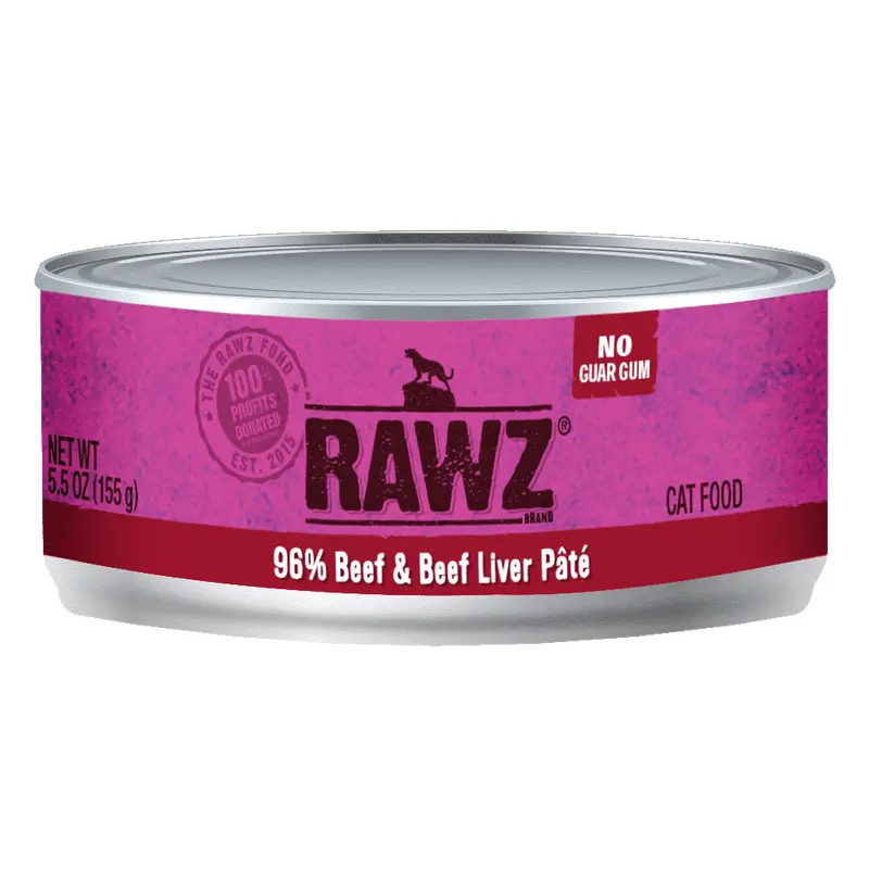 Raws Wet Cat Food 5.5oz Pate 96% Beef Liver