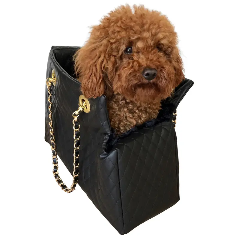 Kate Quilted Carrier, Black Vegan Leather