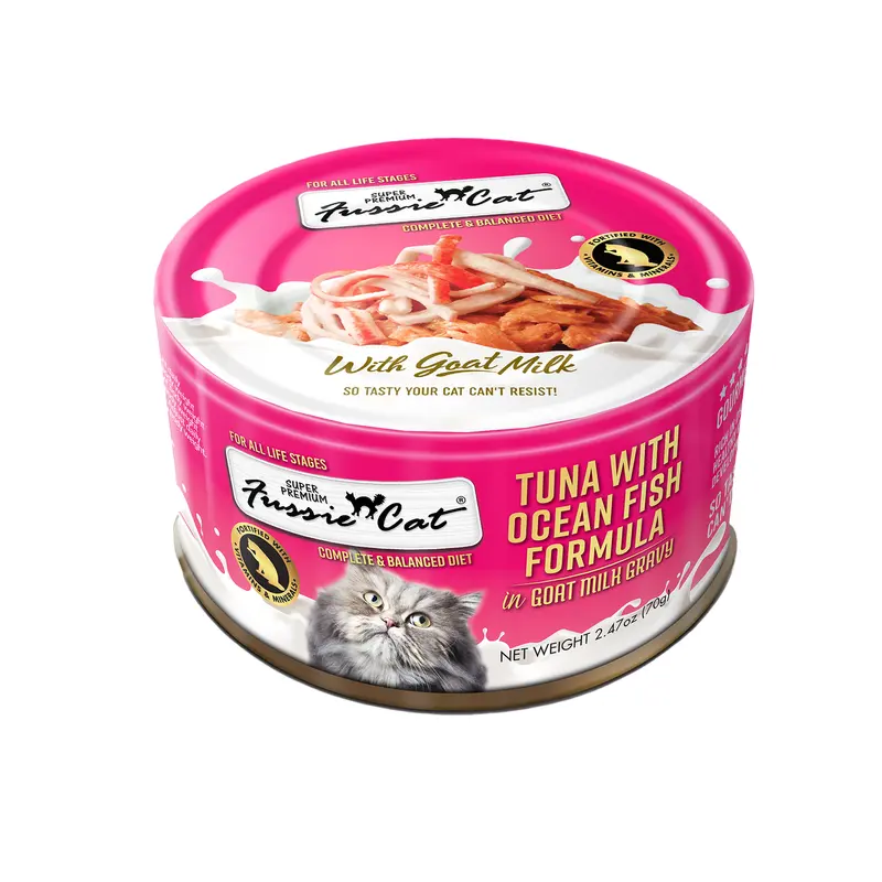 Fussie Cat Premium Tuna w/Oceanfish in Goats Milk 2.47oz