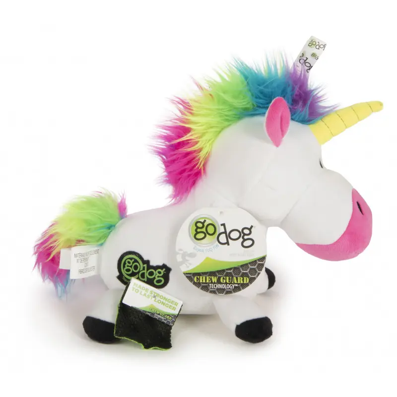 Go Dog Unicorns with Chew Guard Technology Durable Plush Dog Toy with Squeaker White