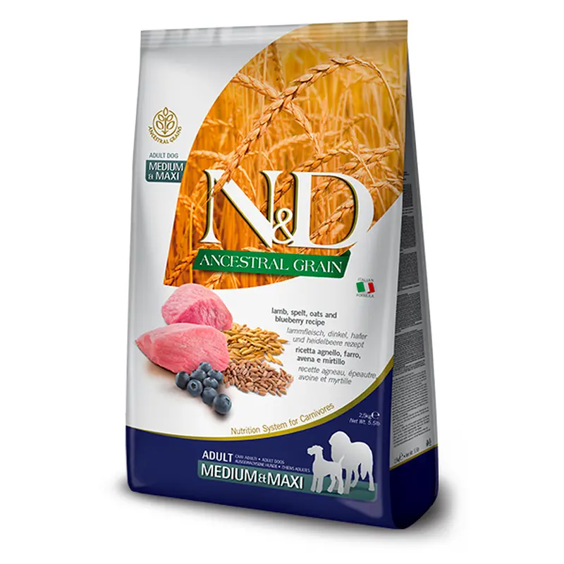 Farmina N&D Ancestral Grain Medium/Maxi Dry Dog Food - Lamb - 5.5lb Bag