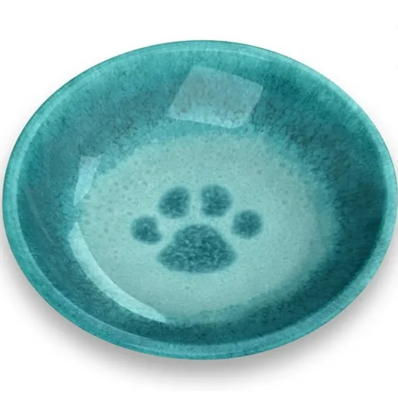 Abode Paw Print Teal Cat Saucer