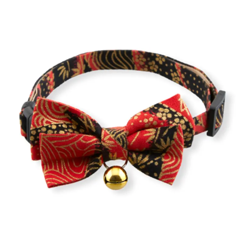 Necoichi Gilded Gold Bow Tie Cat Collar