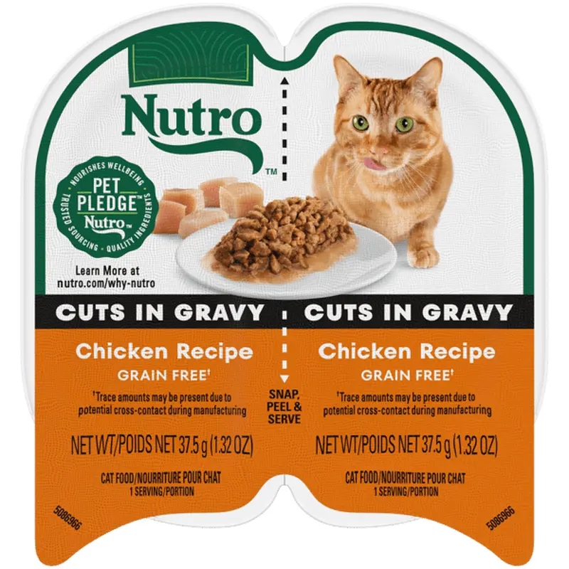Nutro Wet Cat Food 2.6oz portion cup Chicken Recipe Cuts in Gravy