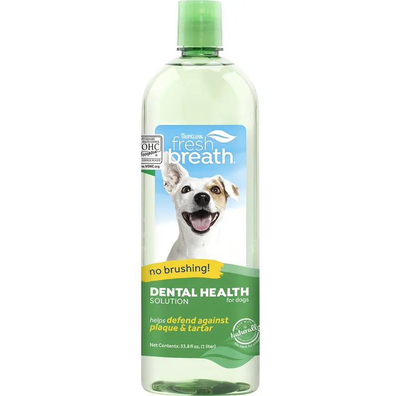 TropiClean Fresh Breath Dental Health Solution for Dogs, 33.8oz