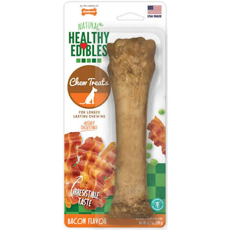 Nylabone Healthy Edibles All-Natural Long Lasting Bacon Chew Treats (6.7oz)