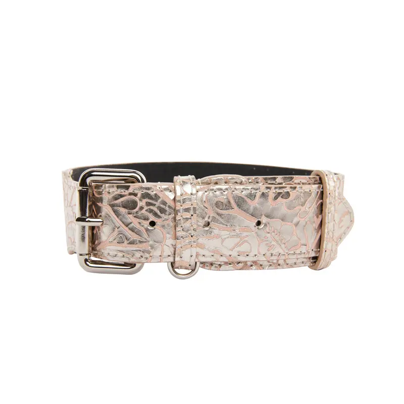 Soft Pink/Silver Floral Print Italian Leather With Silver Classic Hardware