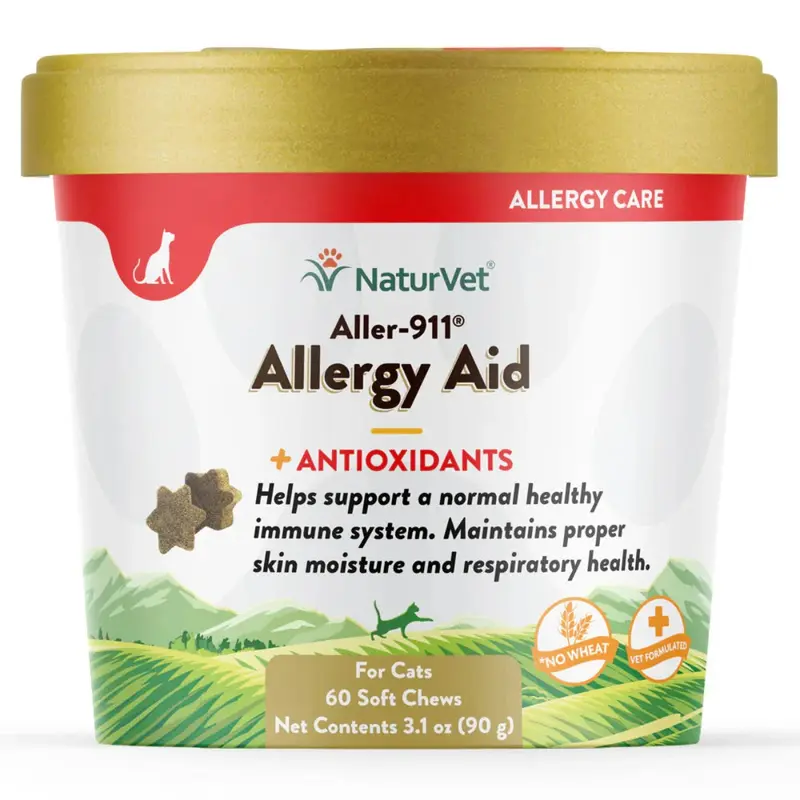 NaturVet  Aller-911 Allergy Aid Plus Antioxidants Soft Chews for Cats 60ct