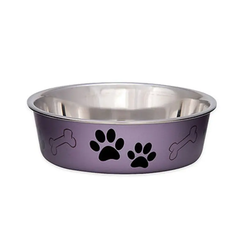 Loving Pets Bella Stainless Steel Dog Bowl Grape Medium