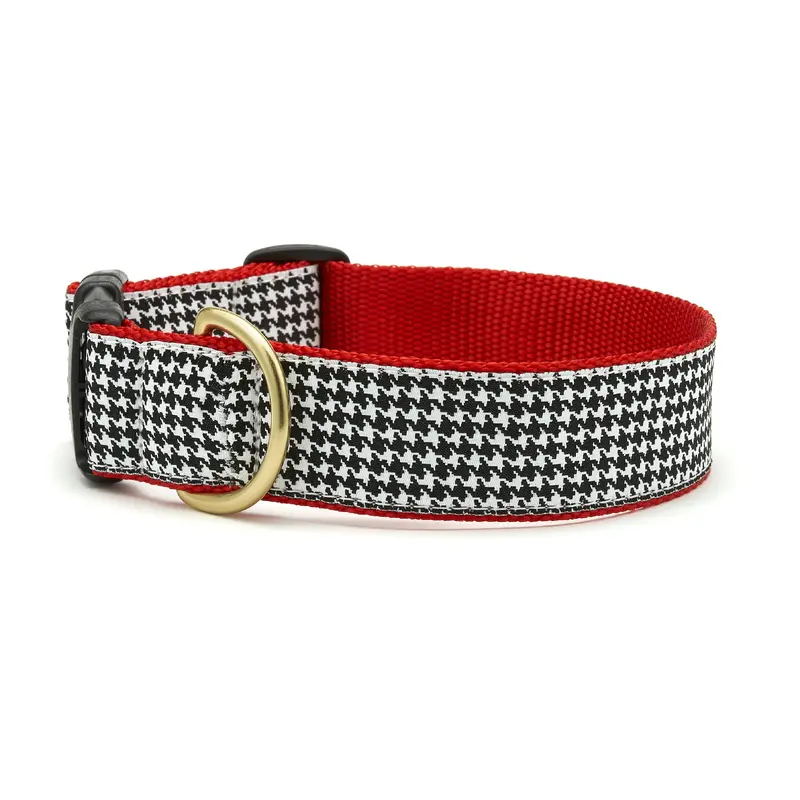 Classic Black Houndstooth Extra Wide Dog Collar 1.5"