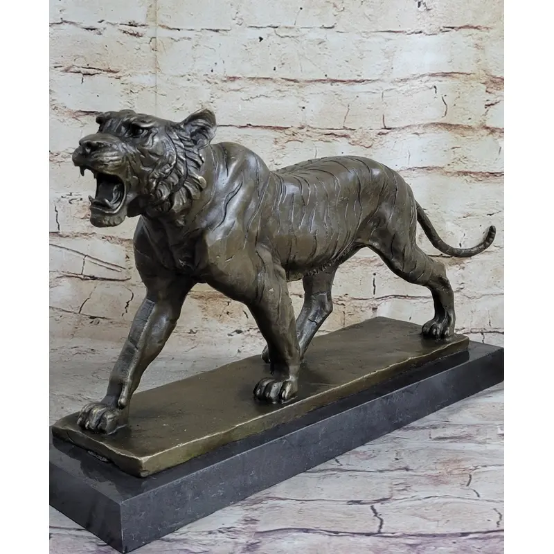 Signed Barye Cougar Lion Tiger Wild Animal Circus Cage Bronze Sculpture Statue
