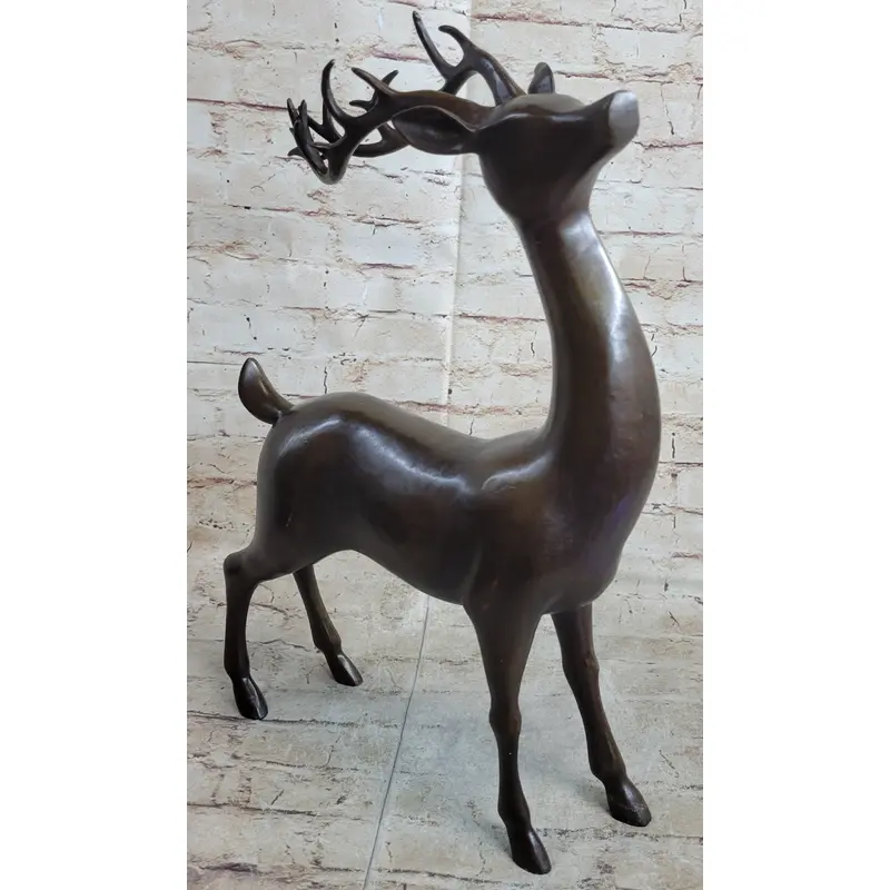 Signed Miguel Lopez Stag Buck Deer Bronze Sculpture Hot Cast Figure Figurine