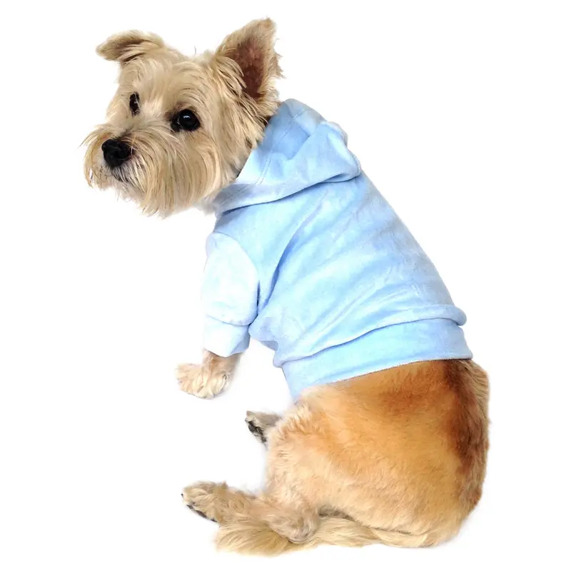 Velour Pullover Hoodie, Lt Blue