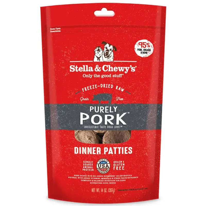 Stella & Chewy's Purely Pork Freeze-Dried Raw Dinner Patties Dog Food 14oz
