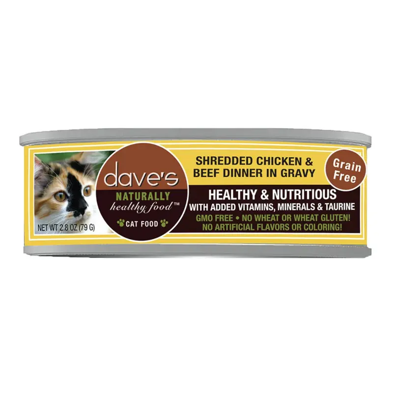 Dave Cat Grain Free Shredded Chicken N Beef 2.8 Oz