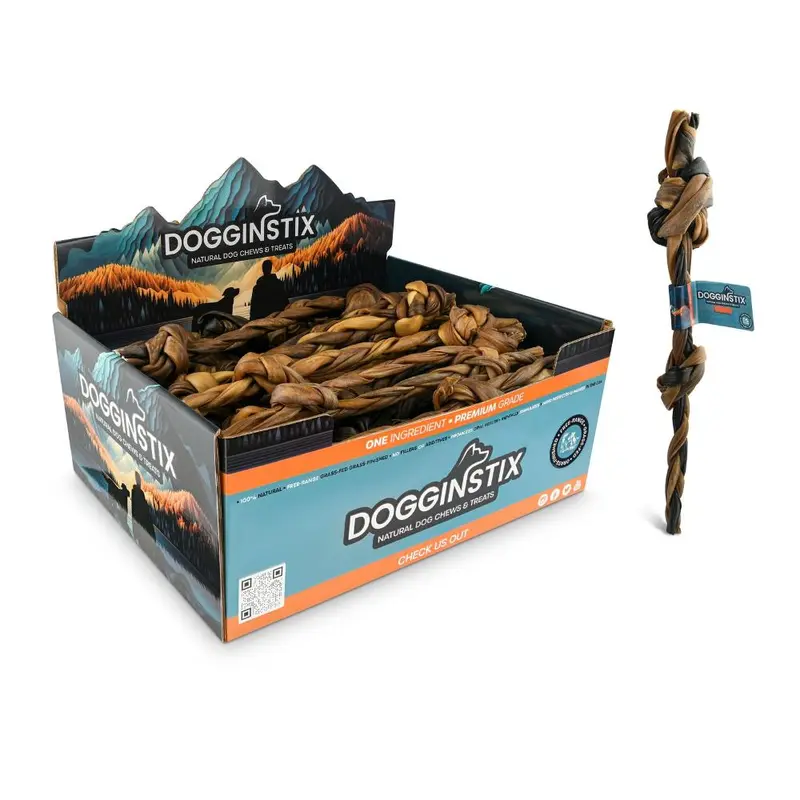 Dogginstix Braided Lamb Collagen Double Knots 12in Single