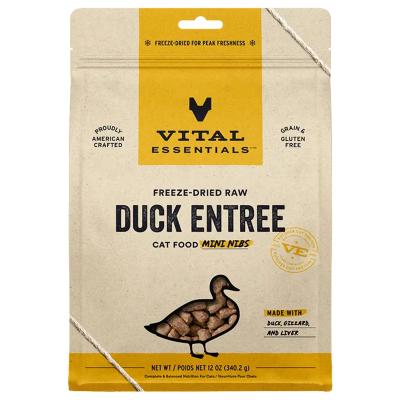 Vital Essentials Duck Entre Mini Nibs Freeze-Dried Raw Cat Food