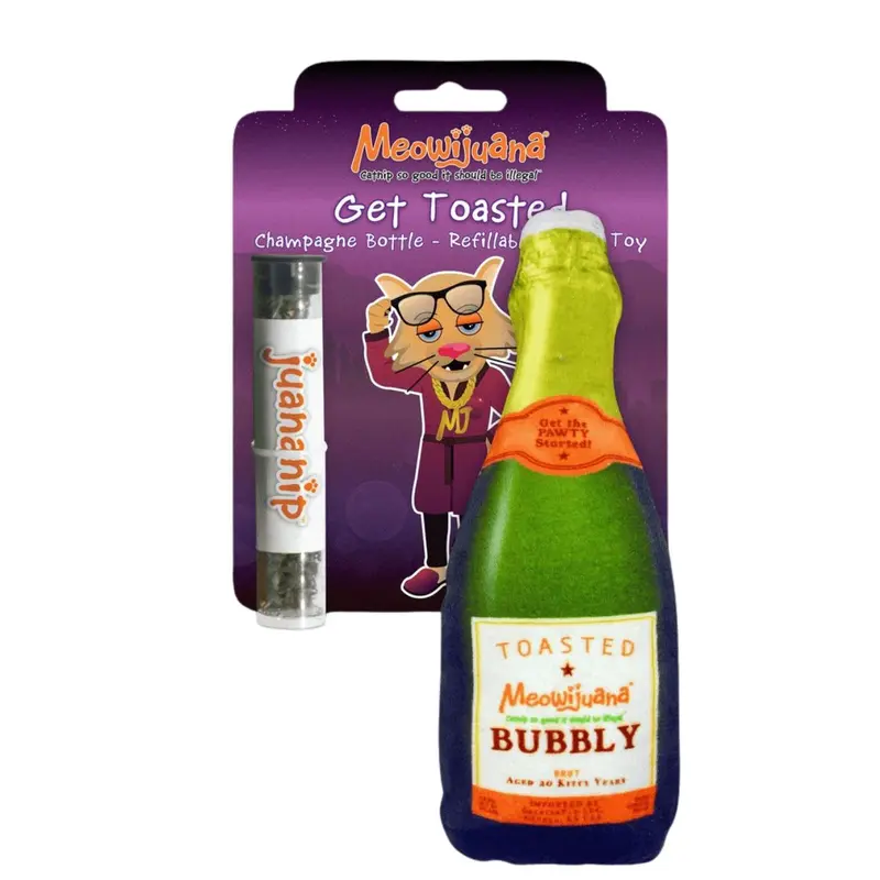 Meowijuana Get Toasted Refillable Champagne Bottle Cat Toy