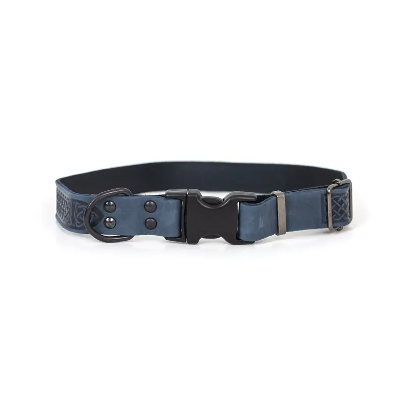 Celtic Sport Blue Jeans Leather Dog Collar
