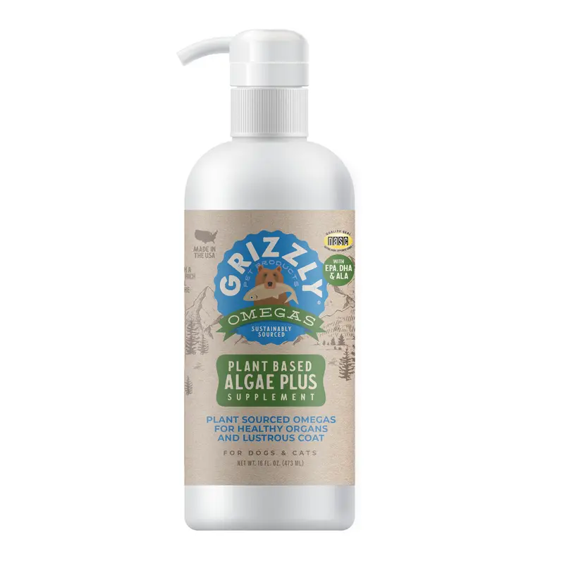 Grizzly Algal Plus Omega 3-6-9 Food Supplement for Dogs and Cats, 16 Ounce Bottle