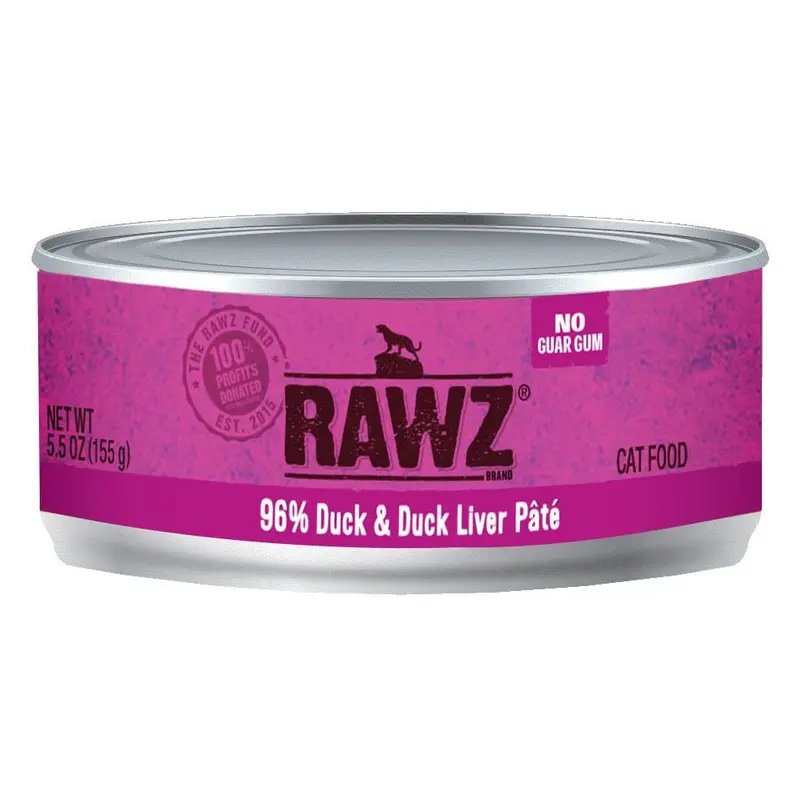 Raws Wet Cat Food 5.5oz Pate 96% Duck Liver