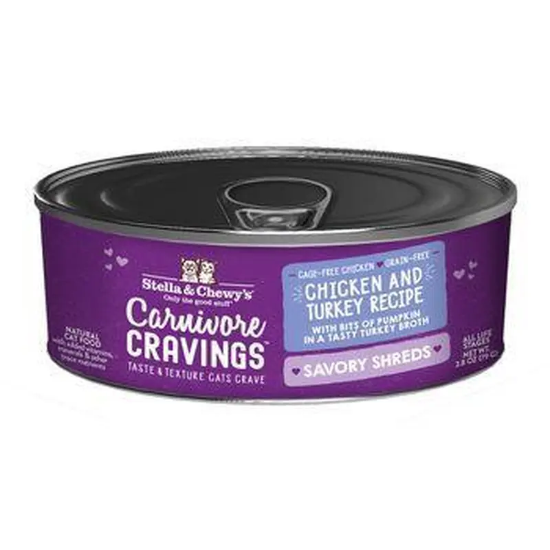 Stella & Chewys Cat Can Shreds Carnivore Cravings Chicken & Turkey 2.8oz
