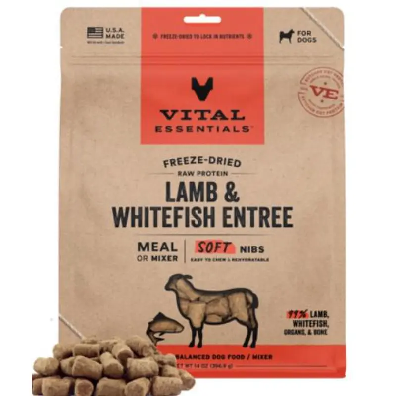 Vital Essentials Dog Food FD Soft Nibs Lamb & Whitefish 14 oz