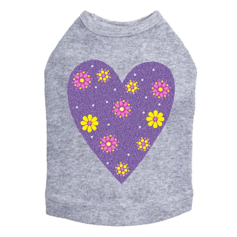 Purple Glitter Heart - Dog Tank
