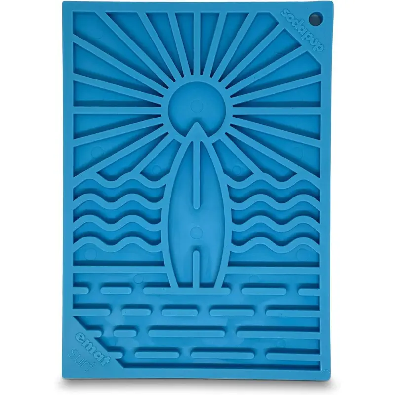 SodaPup Cat & Dog Surf's Up Design eMat Enrichment Lick Mat Small Blue