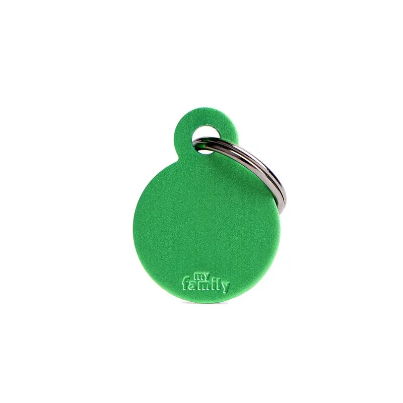 My Family ID Basic Small Aluminum Green Circle ID Tag