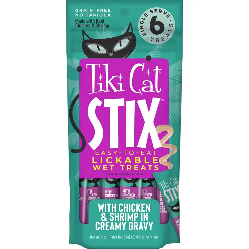 Tiki Cat Stix Wet Cat Treats Chicken & Shrimp 3oz Pouch