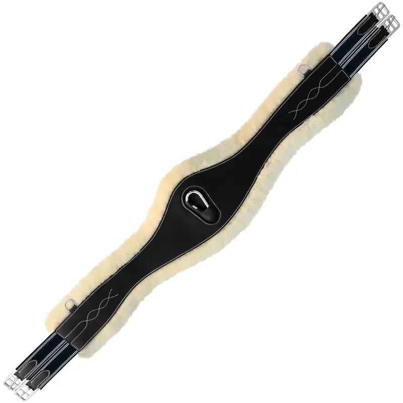 ExionPro Fancy Stitched Snap Over Lay Girth - Navy Blue Elastic with White Lines