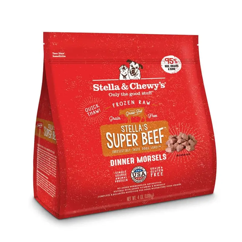 Stella & Chewy's Stella's Super Beef Frozen Raw Dinner Morsels Dog Food 4lb