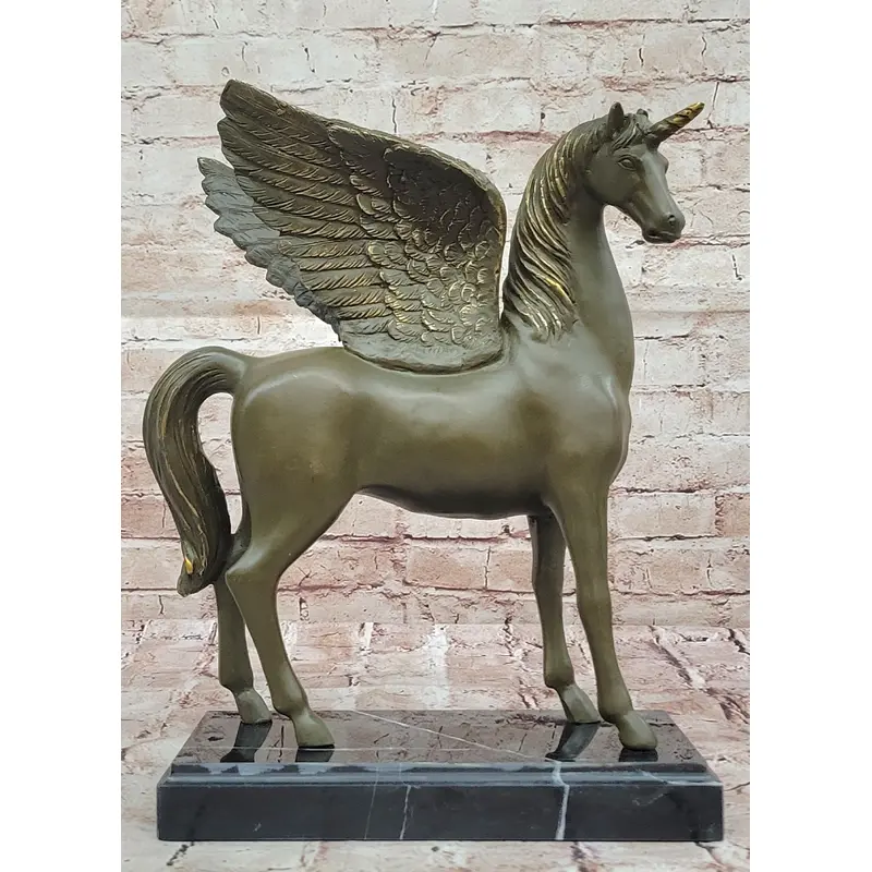 Bronze Pegasus Unicorn Statue   Mythical Winged Horse Sculpture