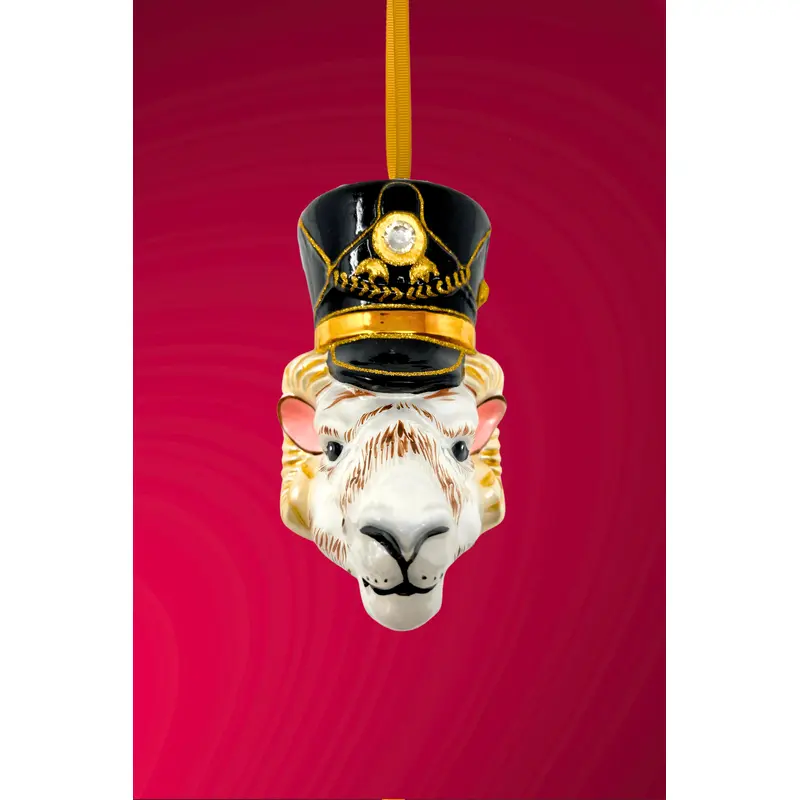KRG Ram Head Polish Glass Ornament