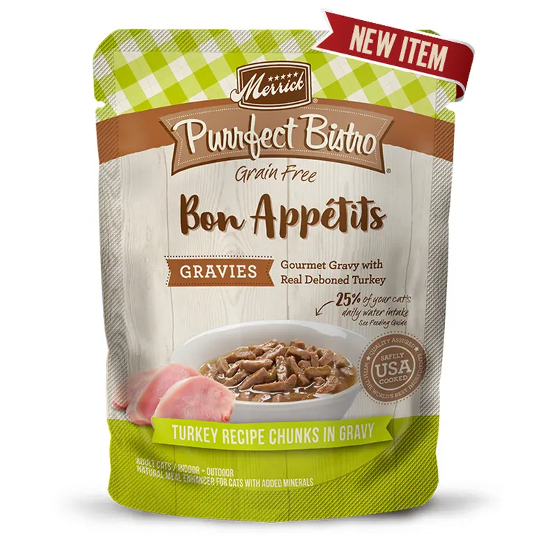 Merrick Purrfect Bistro Bon Apptits Turkey Recipe Chunks in Gravy